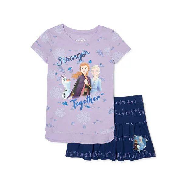 Disney Frozen 2 Girls Graphic Top and Logo Scooter, 2-Piece Outfit Set, Sizes 4-16 | Walmart (US)
