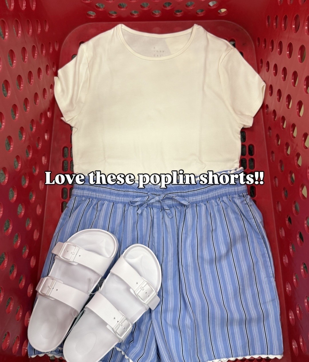 Casual outfit from Target!! 

White tee, blue poplin shorts and white sandals! 

#LTKmomlife #LTKgrwm #LTKootd