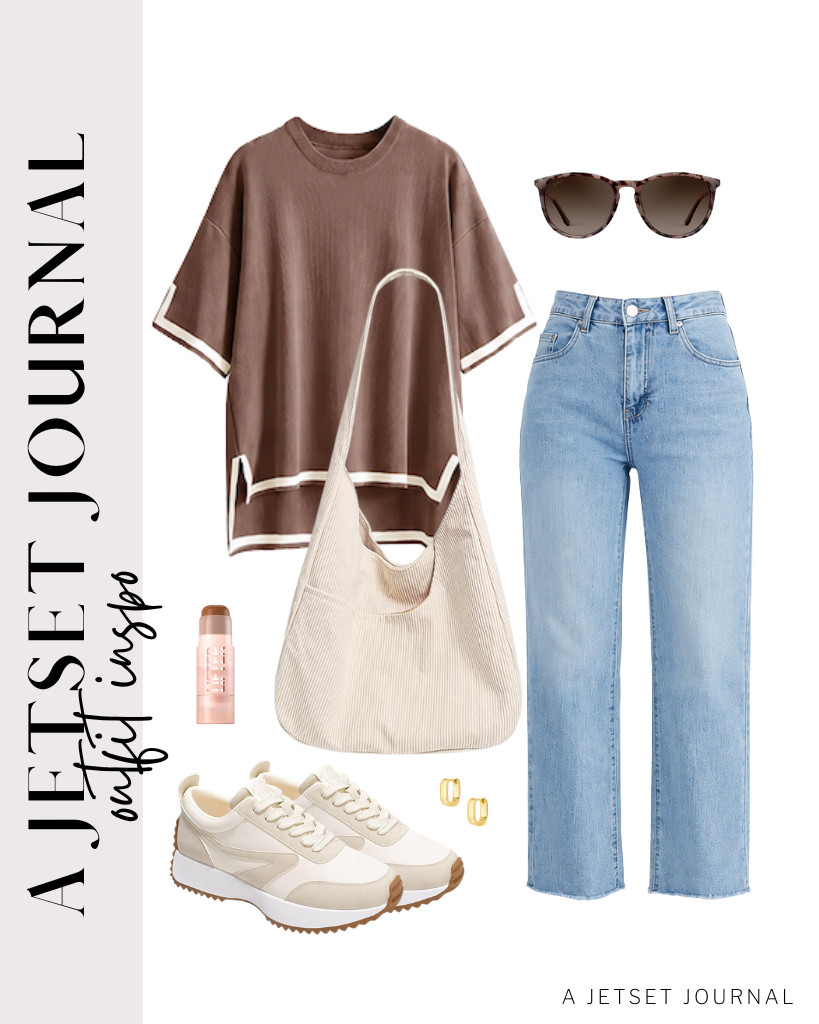 Mix the brown short-sleeve knit pullover from Tanming with GRAPENT straight-leg jeans for upcoming travel days or road trips. These cozy Project Cloud sneakers and a corduroy shoulder bag go well with this outfit. Remember to style it with round WearMe Pro sunglasses and small chunky hoop earrings.    

#LTKSeasonal #LTKSaleAlert #LTKTravel
 

 