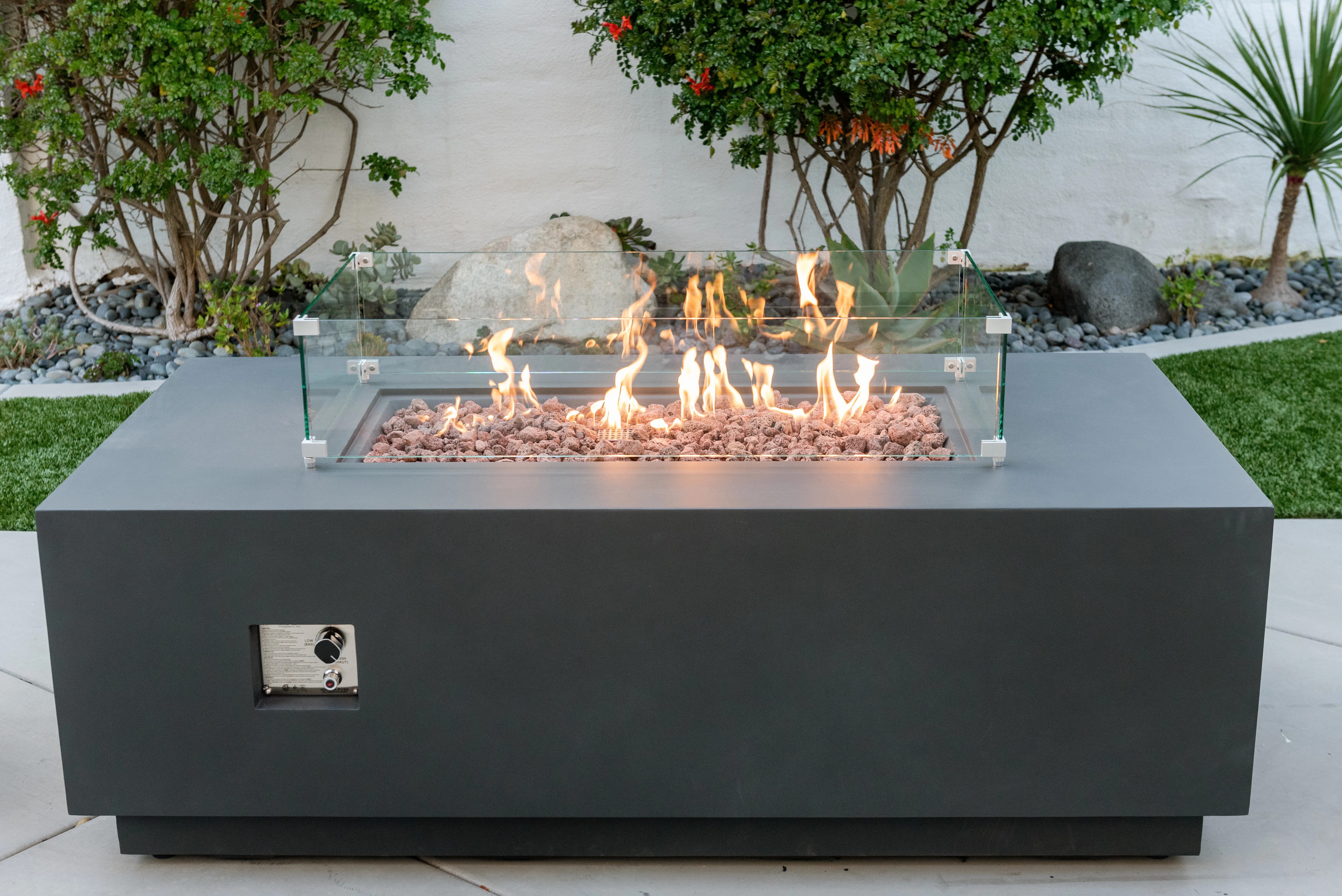 Sedona 66" Concrete Outdoor Fire Pit Table Bundle with Hideaway Propane Tank Holder Includes Wind... | Wayfair North America