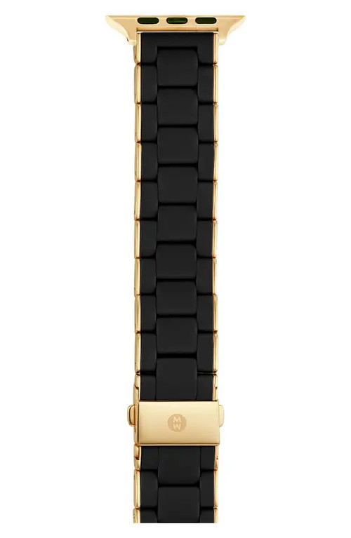 MICHELE Silicone 20mm Apple Watch® Watchband in Black/gold at Nordstrom | Nordstrom