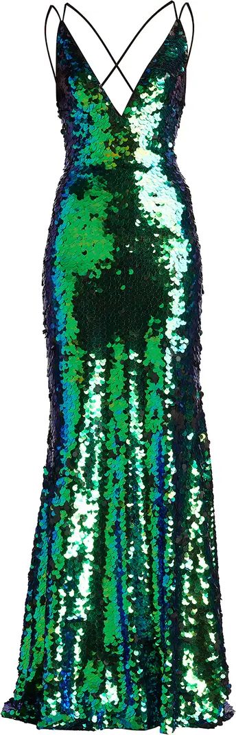 Sequin Strappy Mermaid Gown | Nordstrom