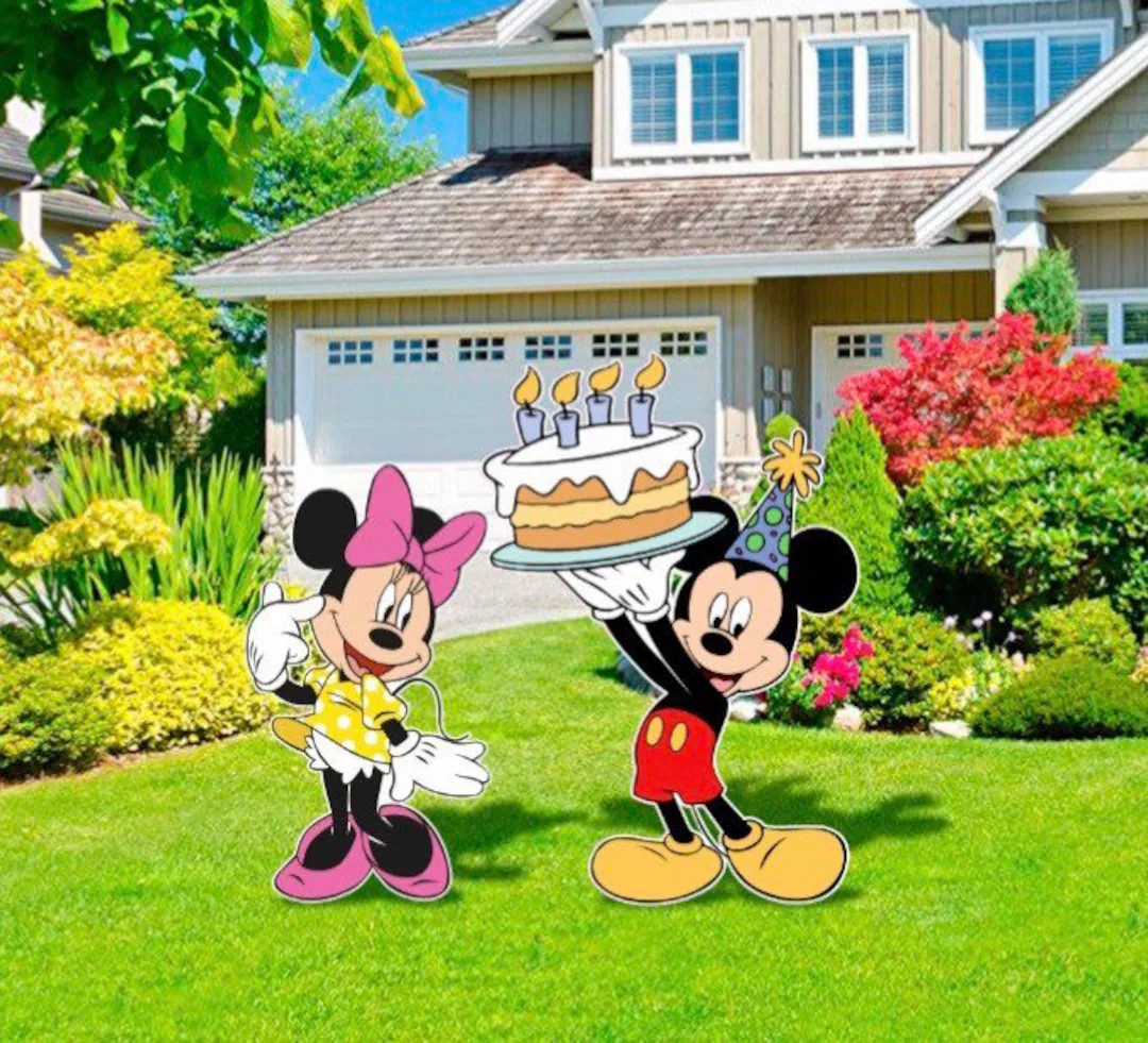 Happy Birthday Mickey Mouse and Minnie Mouse Theme Cut Out or Yard Sign - Etsy | Etsy (US)