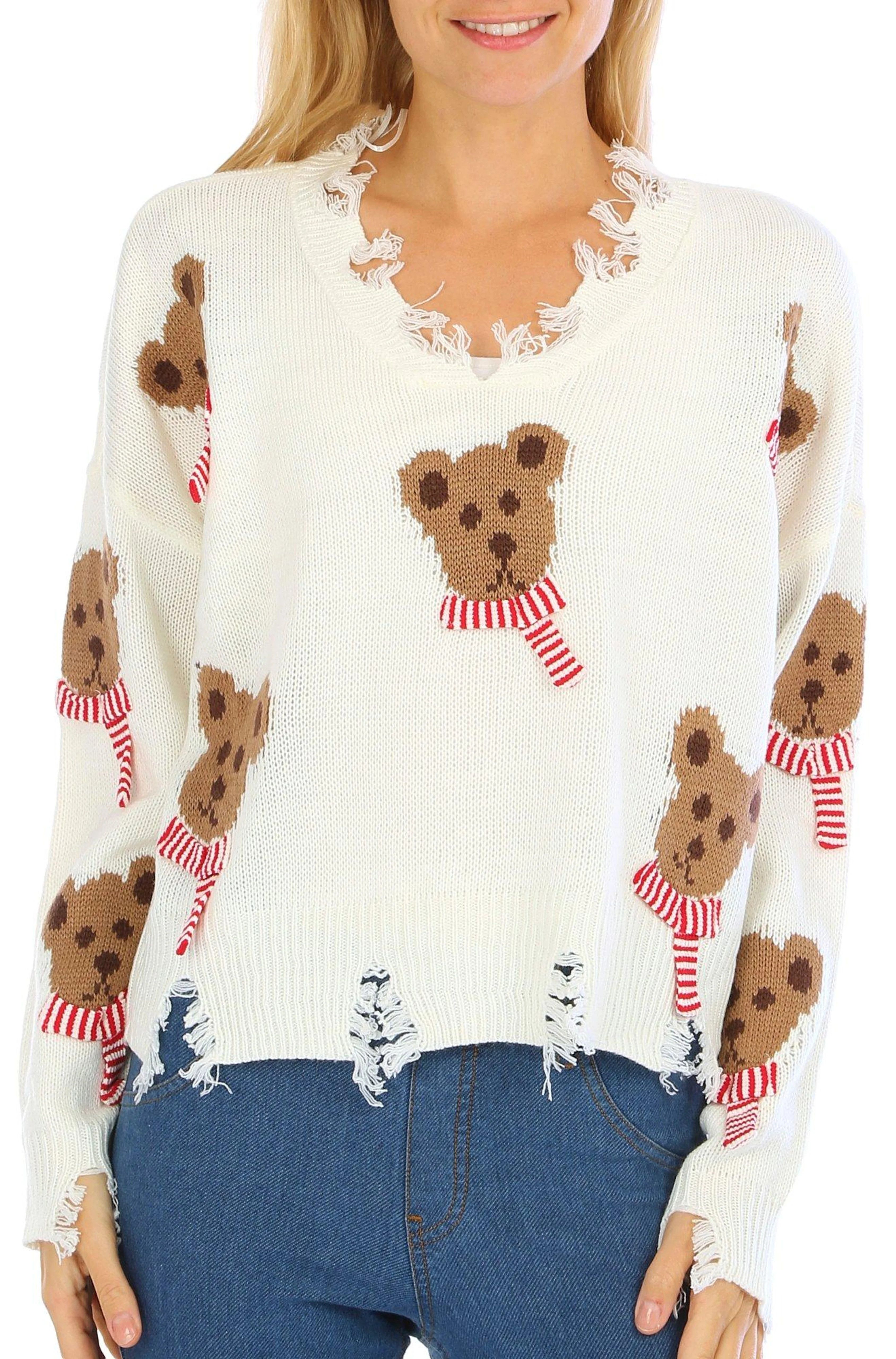 Juniors Distressed Holiday Pullover Sweater | Bealls
