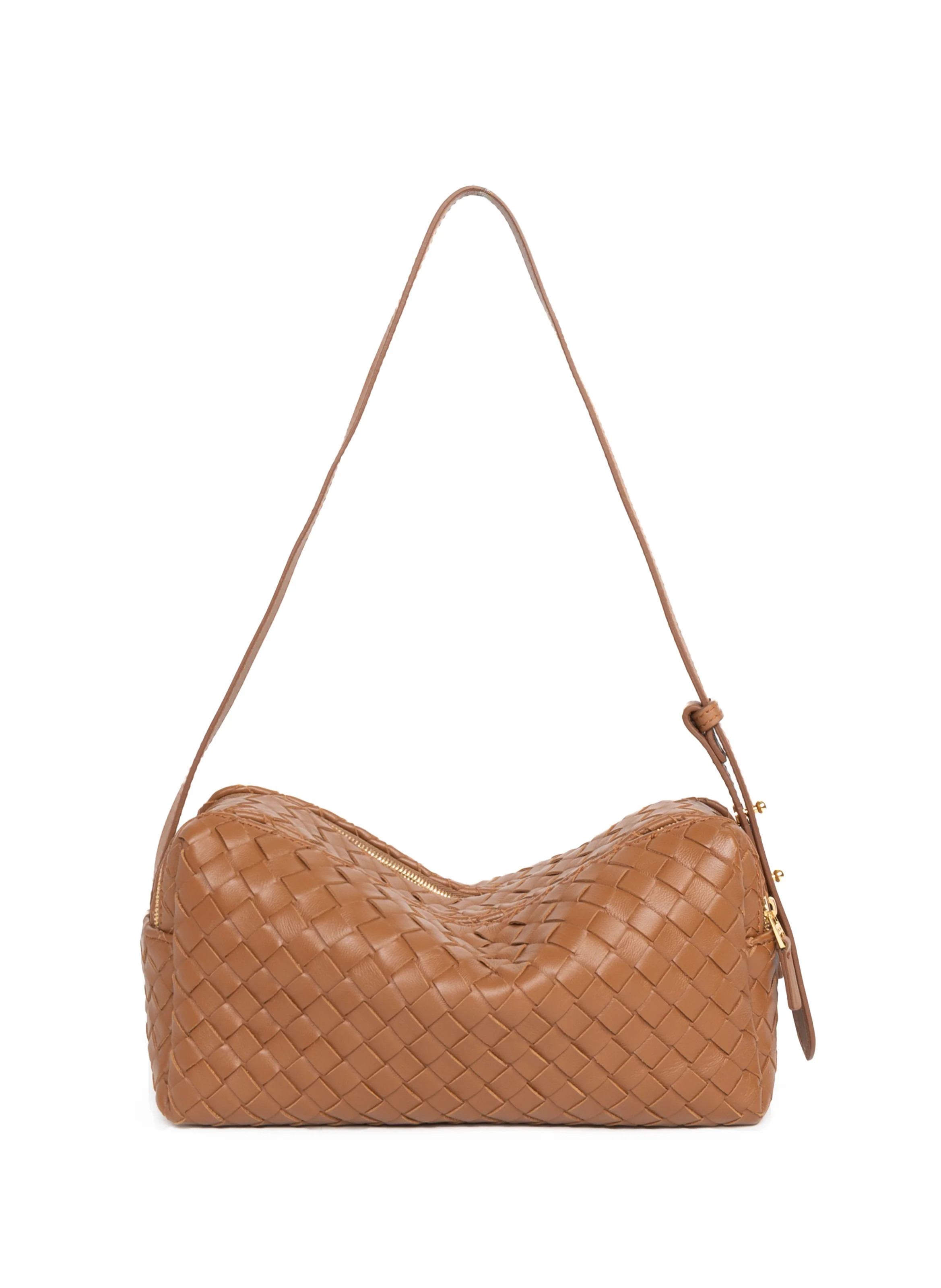 Trousse Woven Leather Cognac - Woven Shoulder Bag - Elleme | Elleme