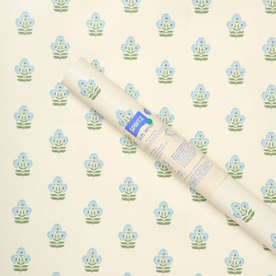 96"x30" Floral Gift Wrapping Paper Ivory/Blue - Spritz™ | Target