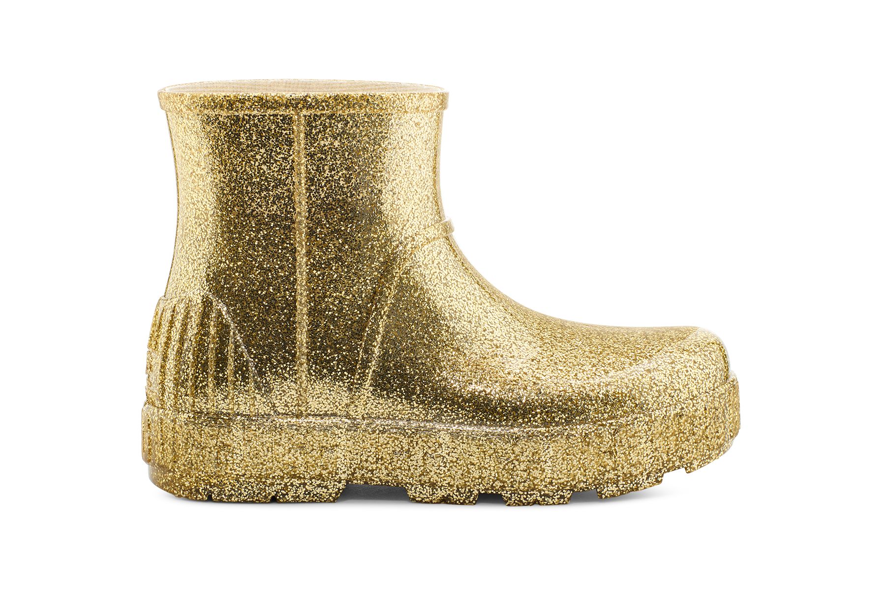 UGG Women's Drizlita Glitter Synthetic/Glitter Rain Boots in Glitter Gold, Size 6 | UGG (US)