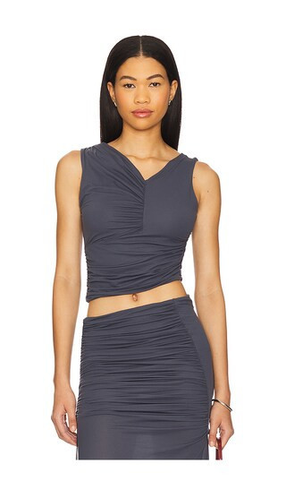 Indah Ari Solid V Neck Top in Grey. - size S | Revolve Clothing (Global)