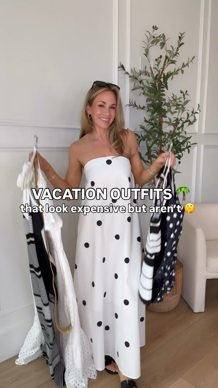 The cutest vacation outfits haul! Who else is loving the polka dots trend?! 🖤⚪️🖤

#LTKgrwm #LTKPetite #LTKootd