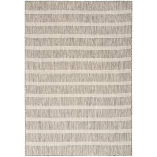 Positano Grey Ivory 4 ft. x 6 ft. Stripes Contemporary Area Rug | The Home Depot