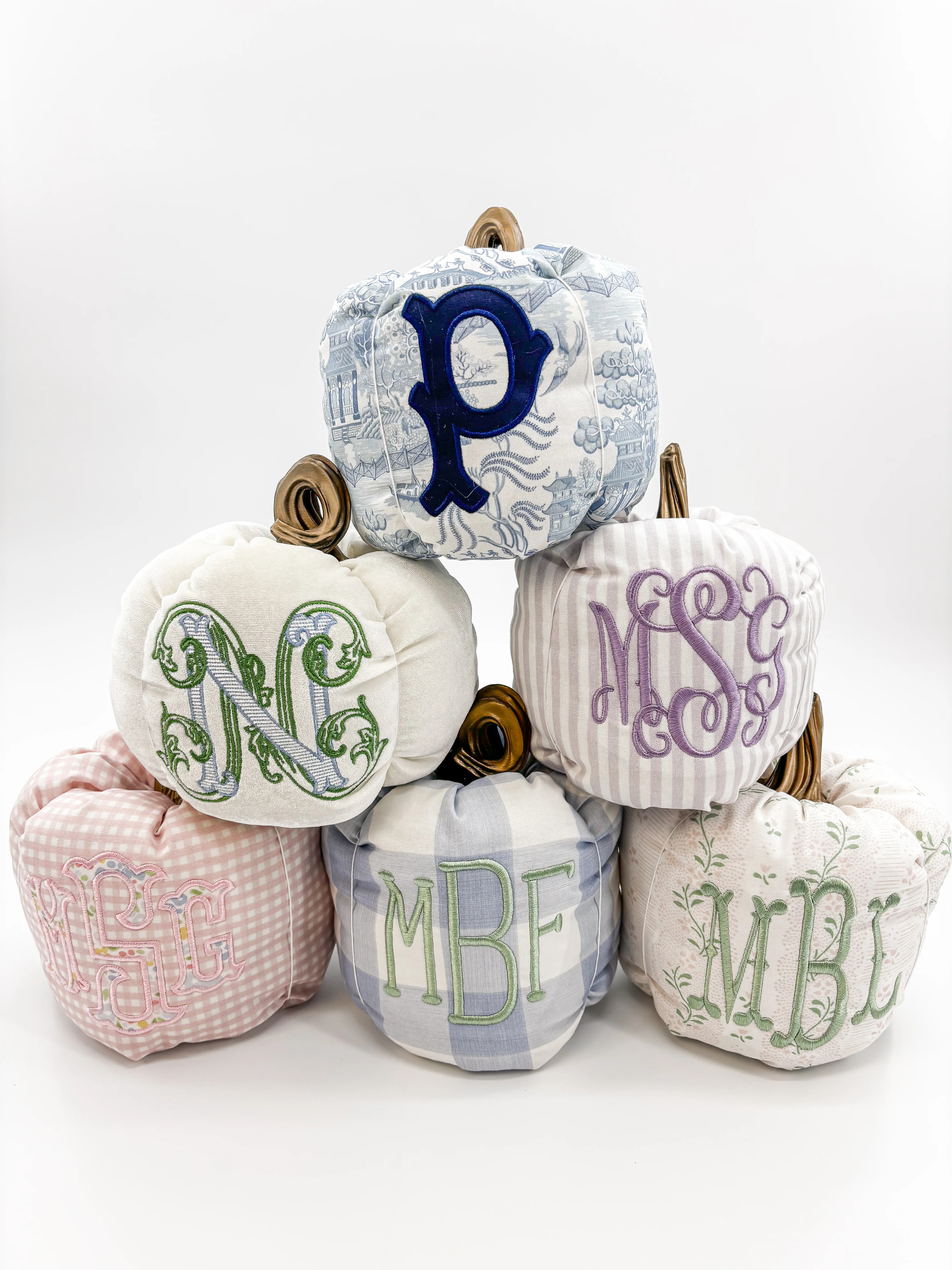 Custom Monogram Fabric Pumpkin | Sarah Slusher Designs