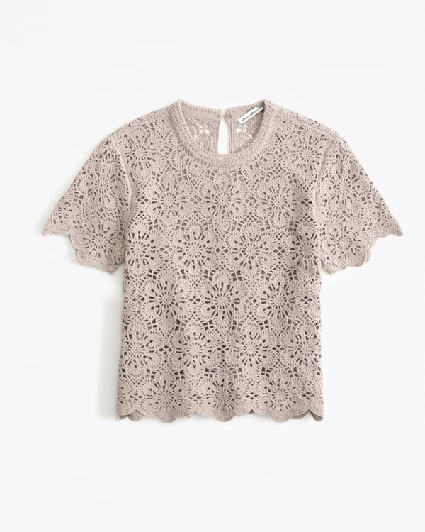 Crochet Floral Lace Tee | Abercrombie & Fitch (US)