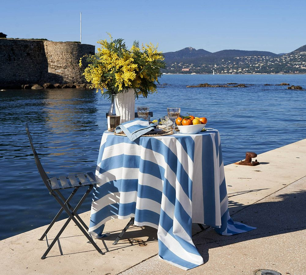 Monaco Block Print Cotton Tablecloth | Pottery Barn (US)