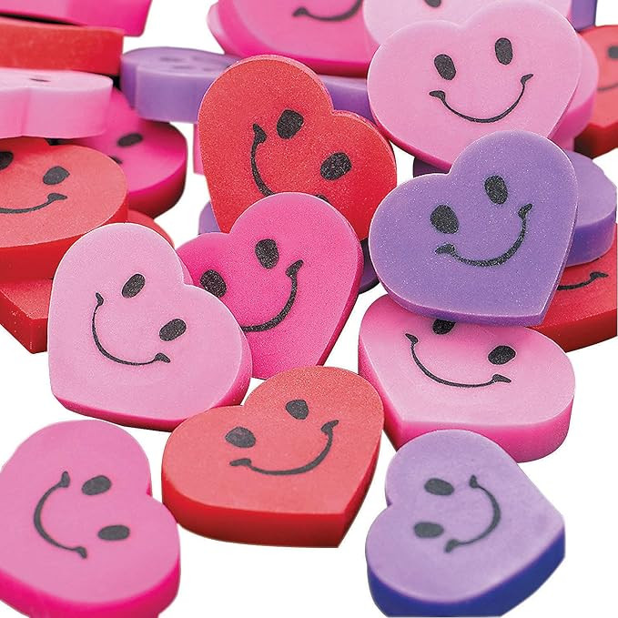 Mini Smile Face Heart Erasers - Bulk 144 Pieces - Valentine's Day Teacher Giveaways and Party Fav... | Amazon (US)