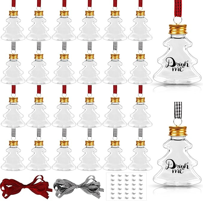 32 Pack Christmas Booze Balls, Fillable Christmas Tree Hanging Ornaments Clear Plastic Water Bott... | Amazon (US)
