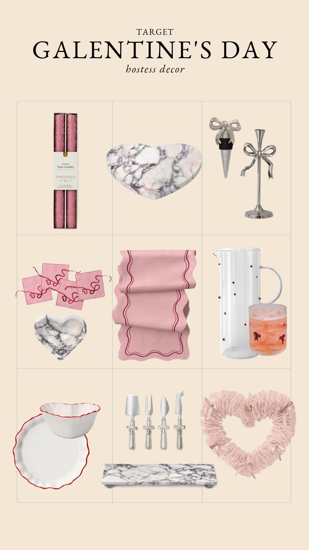 Valentine’s Day decor for your Galentine’s day party. 

#targetfinds #targetstyle #galentinesday #valentinesdecor #galentinesparty #ltkhome #ltkvalentines #targethome #hostessstyle #charcuterieboard #valentinesdaydecor #cozyhosting #ltkholiday #pinkandmarble #targettablescape #prettylittlethings #valentinesvibes #elevatedeveryday #affordabledecor #midweststyle #simpleentertaining #galentineshosting #ltkunder50 #festivetable #seasonaldecor #heartshapeddecor #modernhostess #ltkseasonal #targettuesday #ltkpartydecor

#LTKValentine