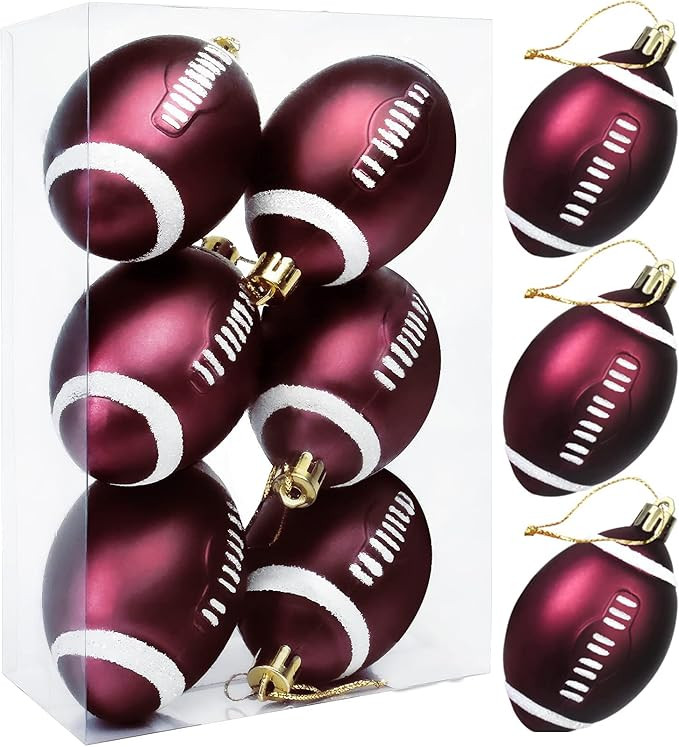 Mupera Christmas Football Xmas Balls - 6Pcs Sports Theme Xmas Football(2022 New), Christmas Decor... | Amazon (US)