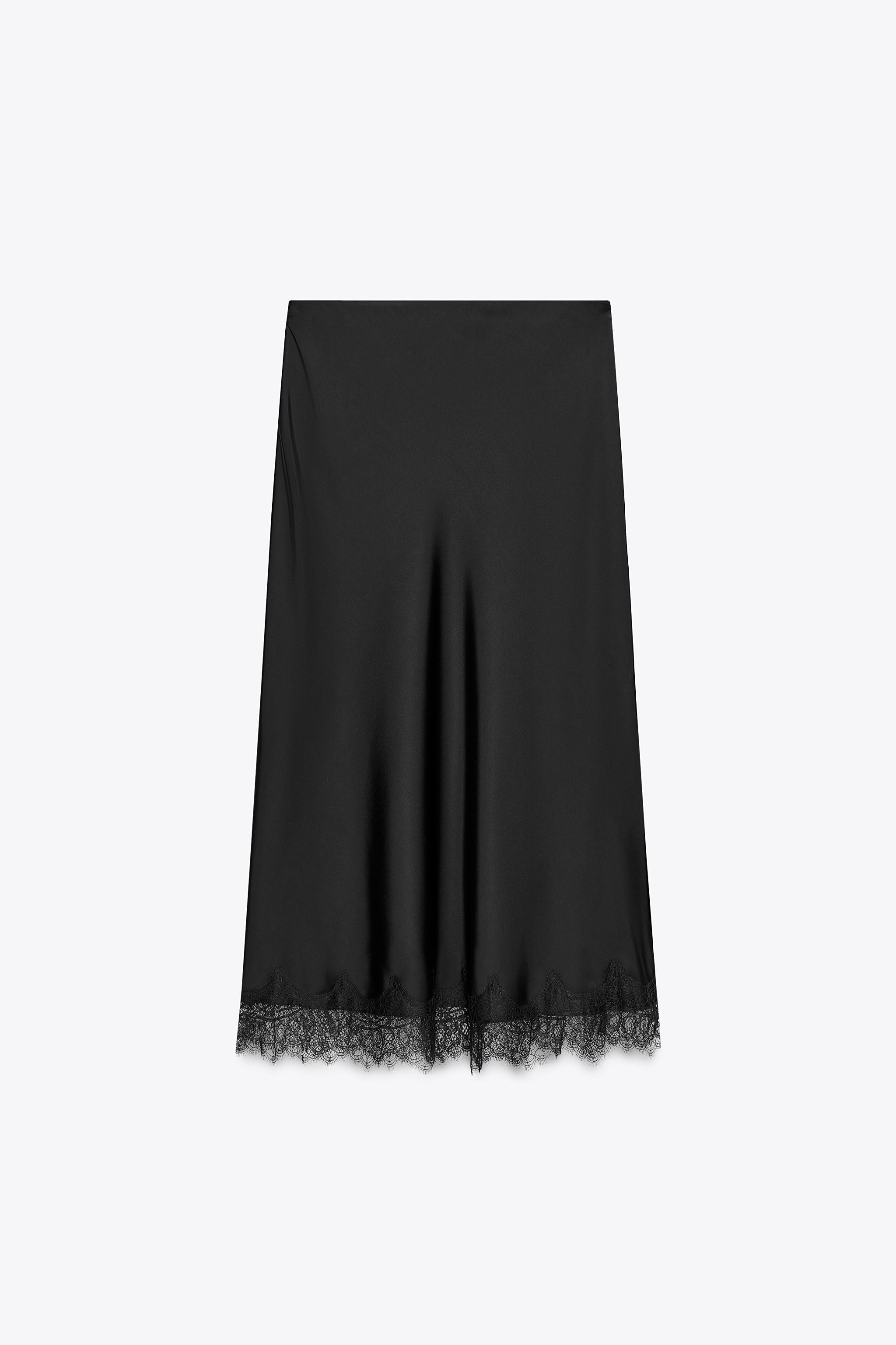 SATIN EFFECT LACE MIDI SKIRT | Zara AU