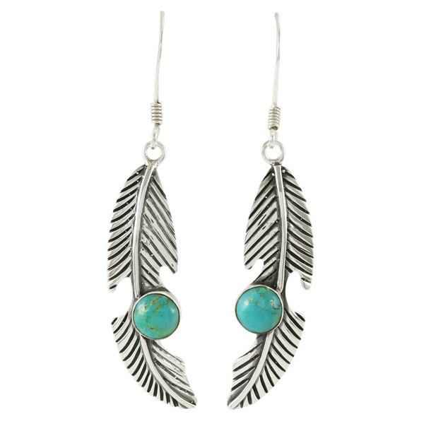 Feathers Turquoise Earrings Sterling Silver E1405-C75 | TURQUOISE NETWORK