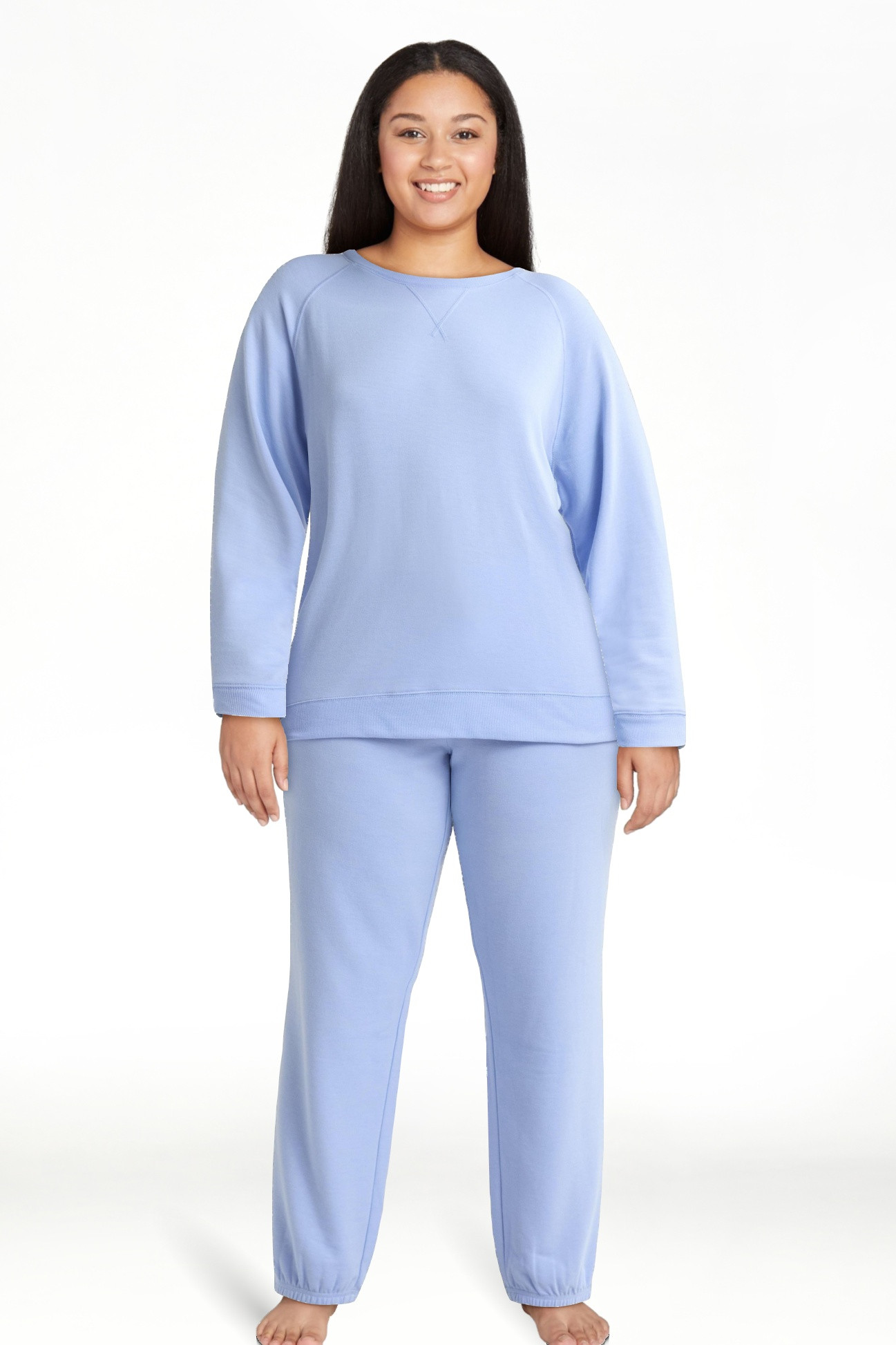 Joyspun Women's and Women’s Plus French Terry Sweatshirt and Joggers Set, 2-Piece, Sizes XS to ... | Walmart (US)