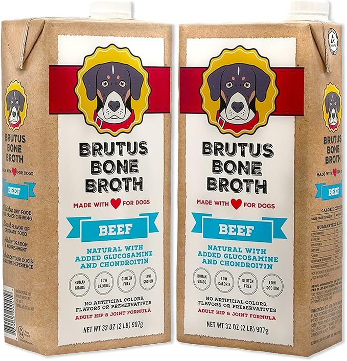 Brutus Beef Bone Broth for Dogs and Cats - All Natural Dog Bone Broth with Chondroitin Glucosamin... | Amazon (US)
