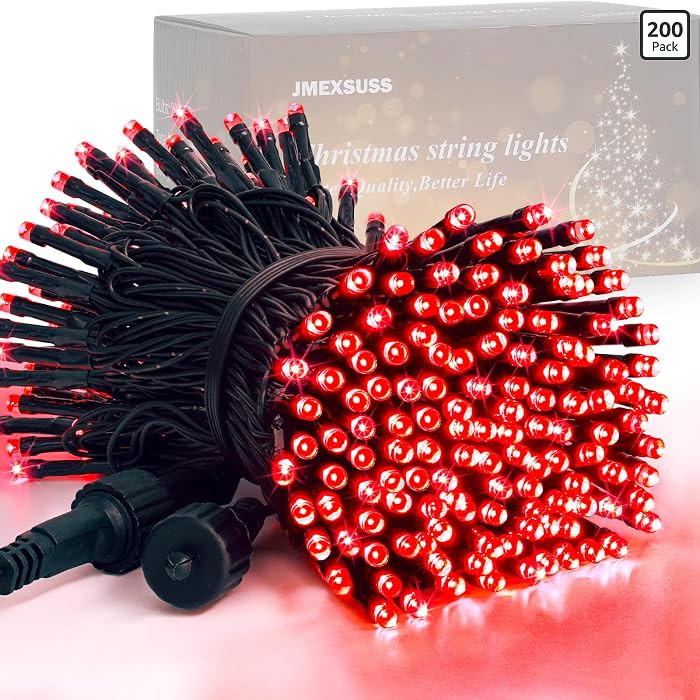 JMEXSUSS 200 LED Red String Lights Halloween, 66ft Red Christmas Lights | Amazon (US)