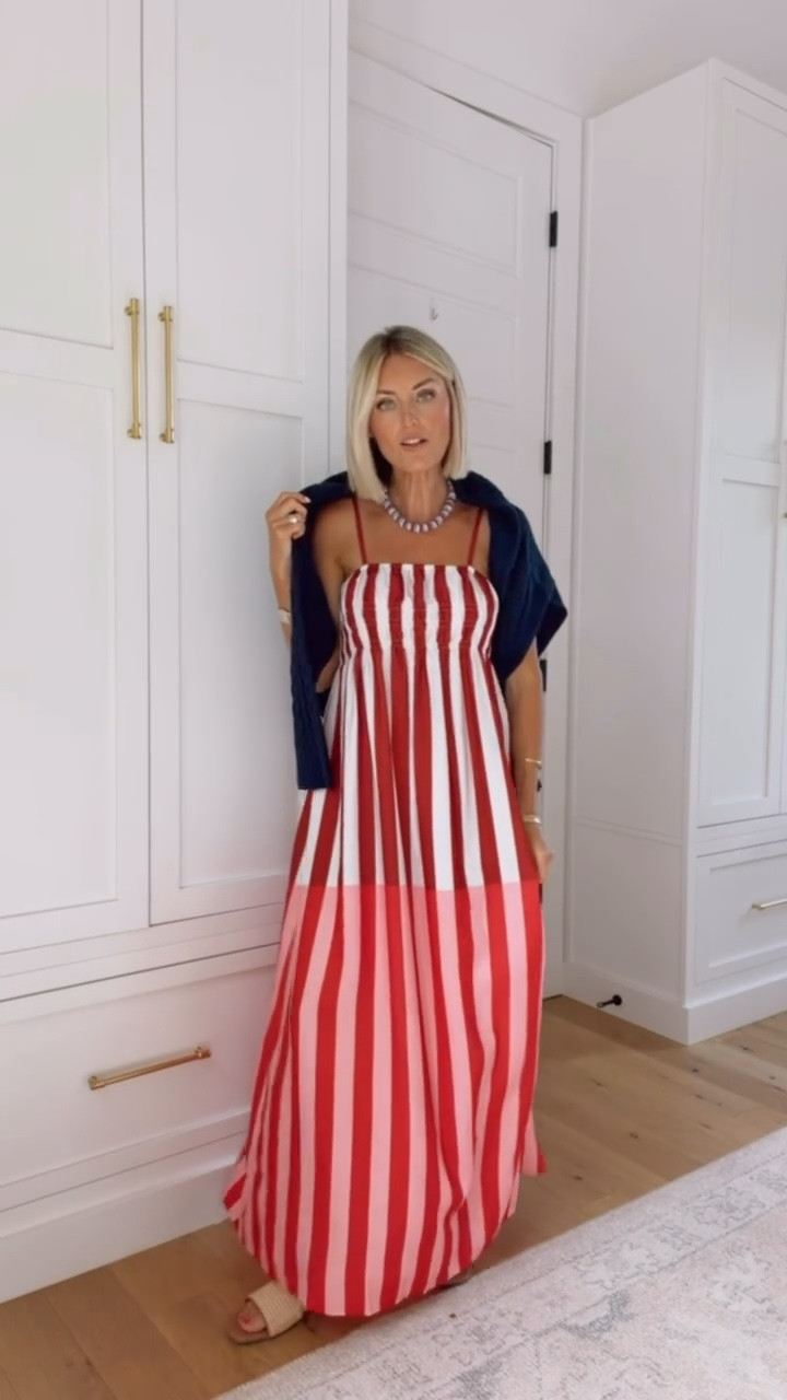 This striped dress is an Amazon find! 👏🏼 Perfect for dinner out one night! Wearing S!

Loverly Grey, Amazon, Americana sweater, flag sweater, July 4th outfit inspo 

#LTKSeasonal