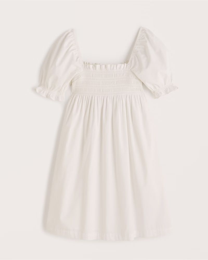 Abercrombie & Fitch Women's Smocked Babydoll Mini Dress in White - Size L | Abercrombie & Fitch (US)