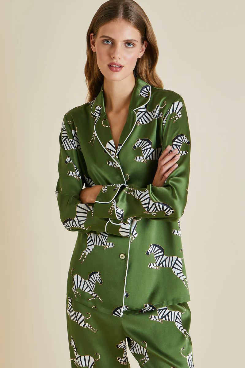 Lila Zeno Silk Satin Pajama Set | Olivia von Halle Ltd