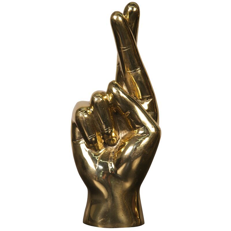 10" Fingers-Crossed Figurine, Gold | One Kings Lane