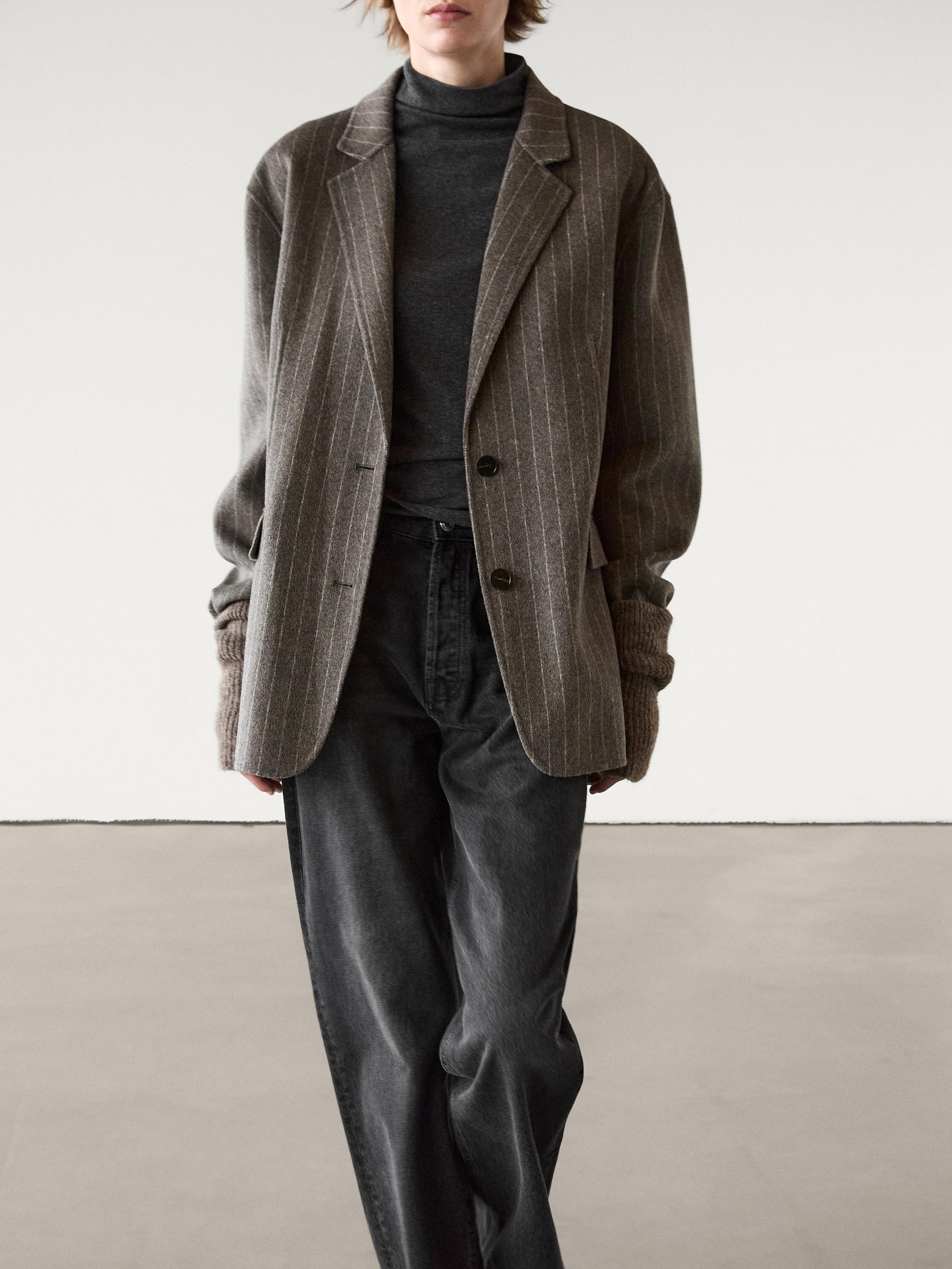 Wool blend pinstripe blazer | Massimo Dutti UK