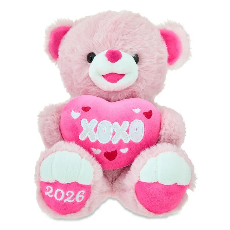 Medium Sweetheart XOXO Teddy Bear Plush, Pink, 10", Valentine's Day by Way To Celebrate | Walmart (US)