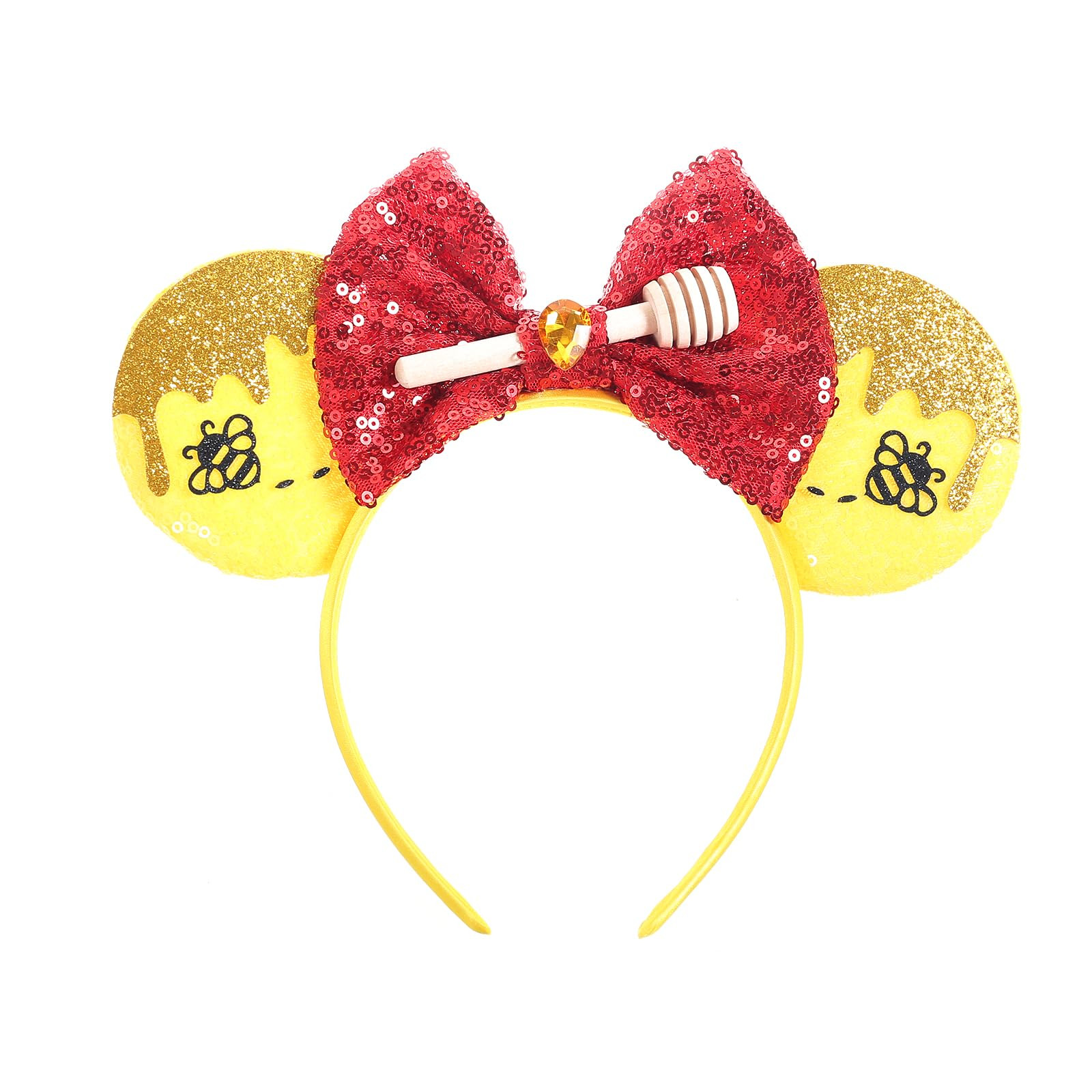 JIAHANG Cartoon Mouse Ears Headband, Sequin Bow Hair Band with Bee, Party Decoration Costume Head... | Amazon (US)