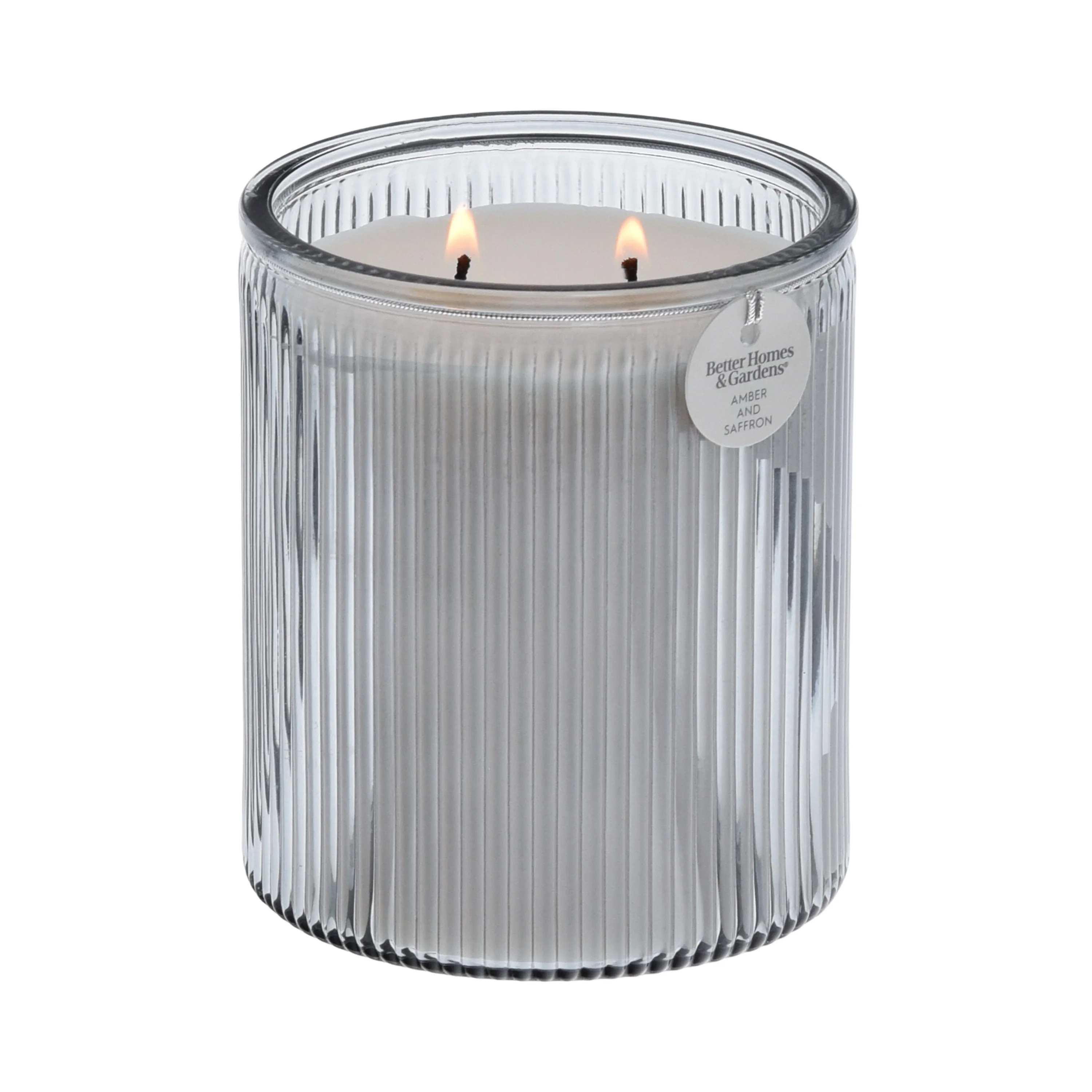 Better Homes & Gardens Amber and Saffron Scented 2-Wick 17.1oz Ribbed Jar Candle | Walmart (US)