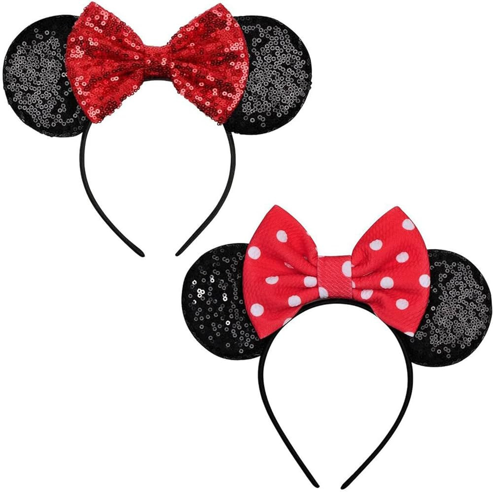 FANYITY Mouse Costume Ears,2 Pcs Mouse Ears Headbands for Girls & Women Party,Size Free (BYBD+DH) | Amazon (US)