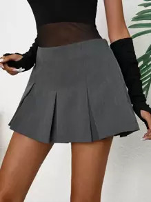 SHEIN Essnce Solid Pleated Detail Skirt | SHEIN