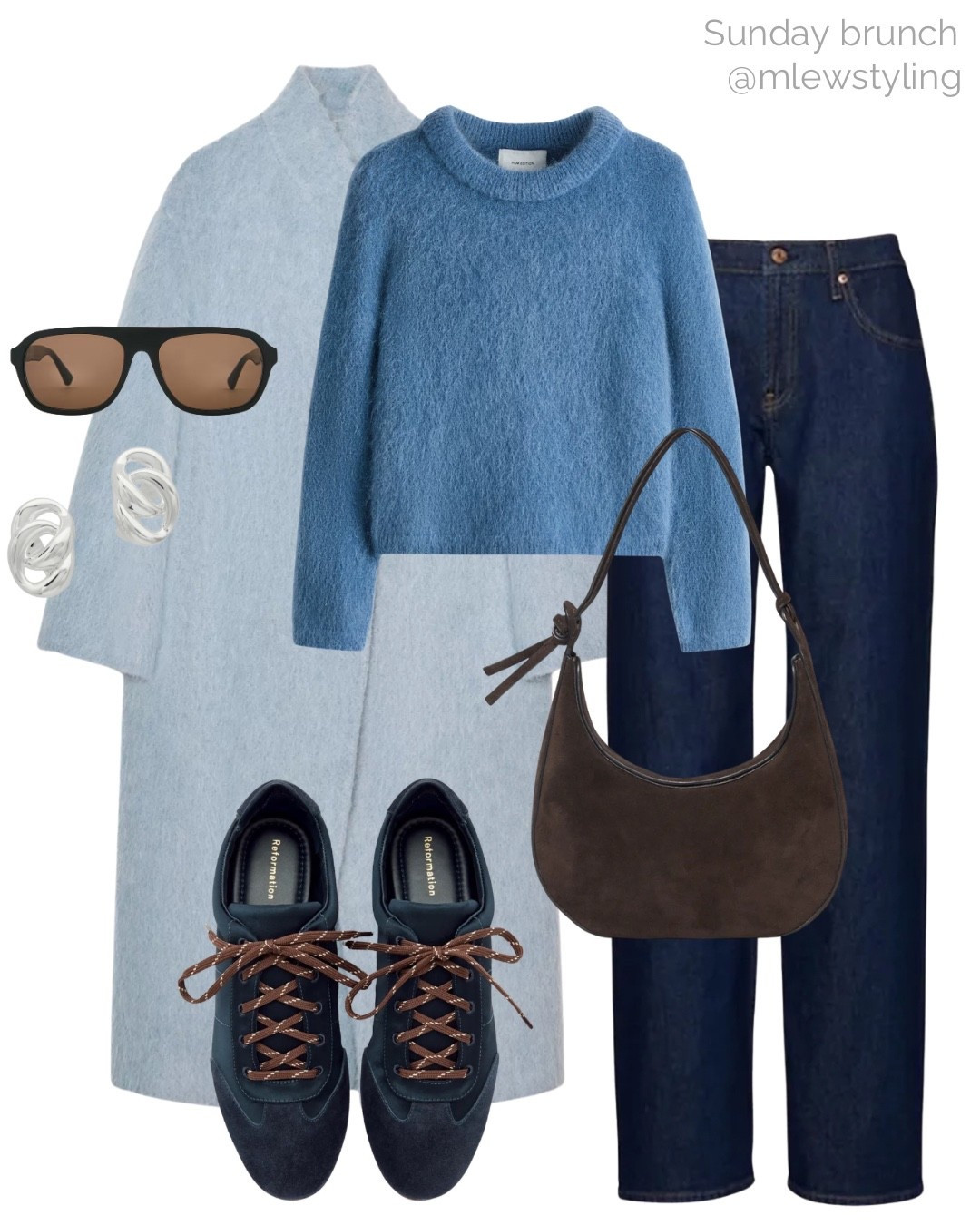 Winter outfit for the weekend 🩵

Tags: Sunday brunch, blue wool coat, mohair sweater, Gap 90s jeans, dark wash denim, reformation navy blue sneakers, silver earrings, heaven mayhem sunglasses, capsule wardrobe 

#LTKootd #LTKFindsUnder100 #LTKSeasonal