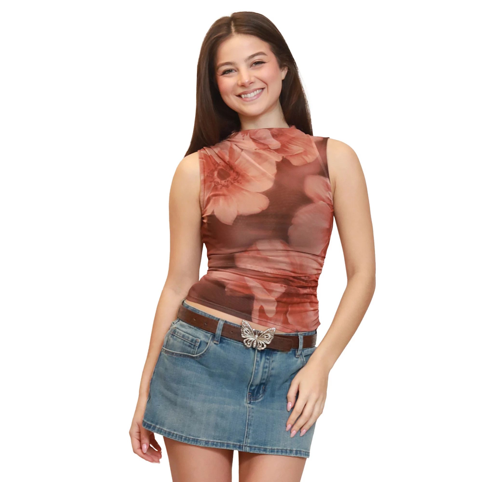 Juniors' madden girl Funnel Neck Asymmetrical Ruched Top | Kohl's
