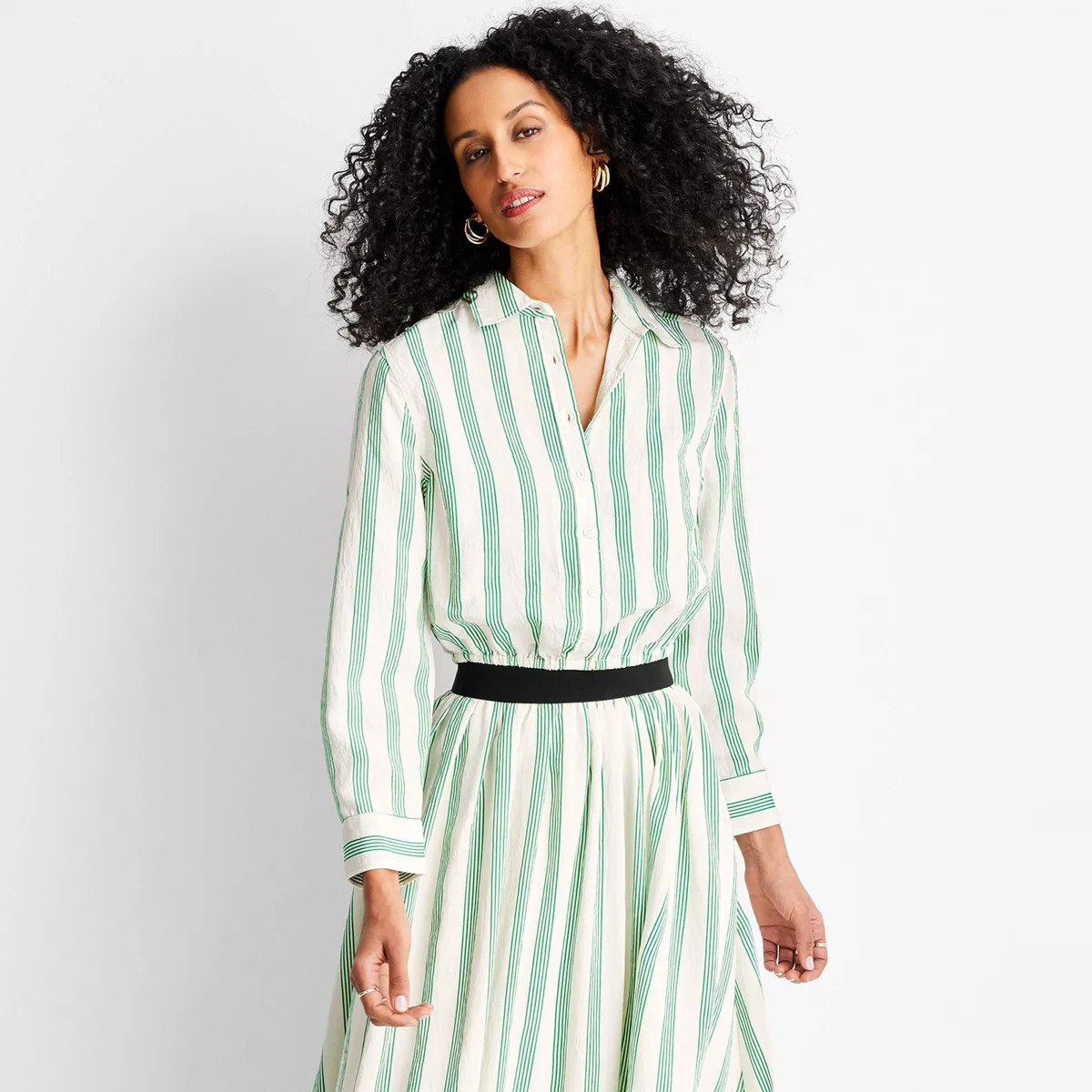 Women's Long Sleeve Collared Button-Down Shirt - Future Collective | Target