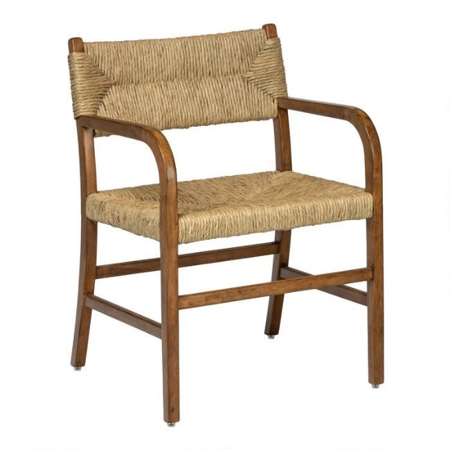Candace Vintage Acorn and Seagrass Dining Armchair | World Market