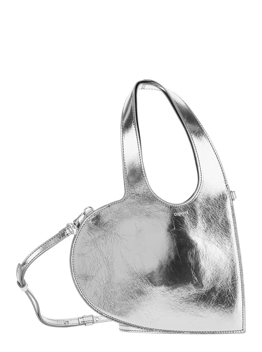 'Heart' Heart-Shaped Metallic Crossbody Bag With Logo Lettering On The Front And Cut-Out On The Handle In Leather Woman | Baltini