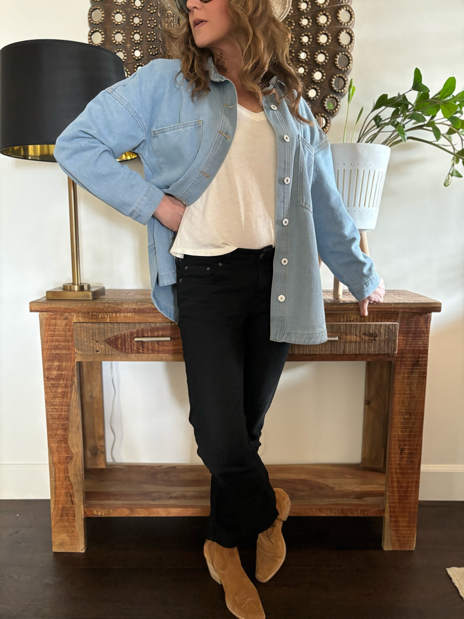 The shacket- a perfect solution for these in between days.  I love this denim one that can be worn over almost anything.  It’s oversize and I’m wearing a small 

#LTKstyletip #LTKover40 #LTKSeasonal