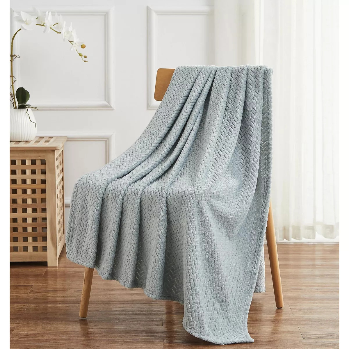 Kate Aurora Ultra Soft & Plush Herringbone Fleece Throw Blanket Covers | Target