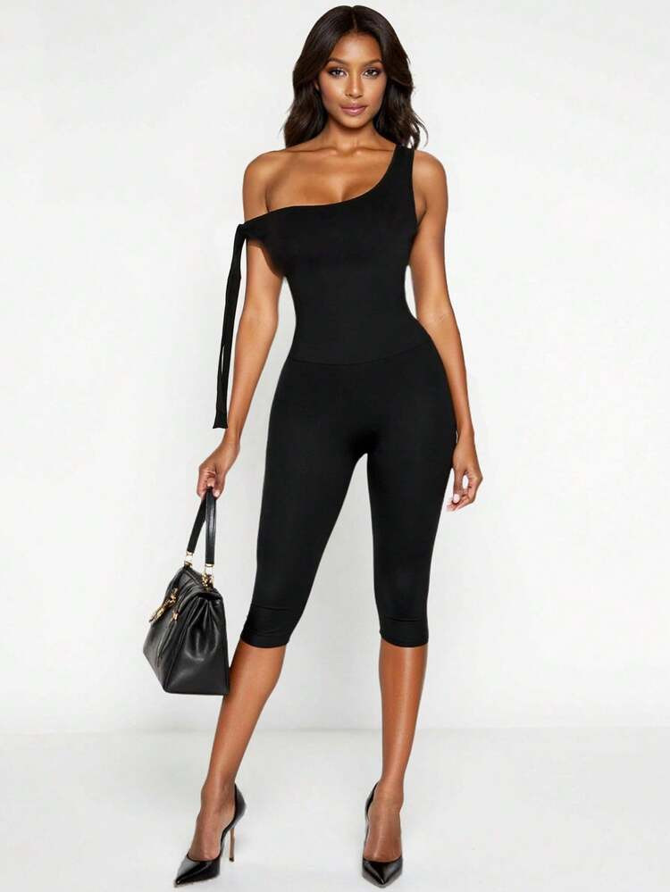 INAWLY Black Cord Tank Top & Tight Jumpsuit (210G High Stretch) | SHEIN