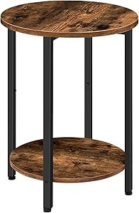 HOOBRO Round Side Table, Sofa Couch Table with Storage Shelf, 2-Tier Industrial End Table, Stable... | Amazon (US)