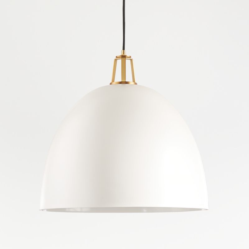 Maddox White Dome Pendant Large with Brass Socket + Reviews | Crate & Barrel | Crate & Barrel