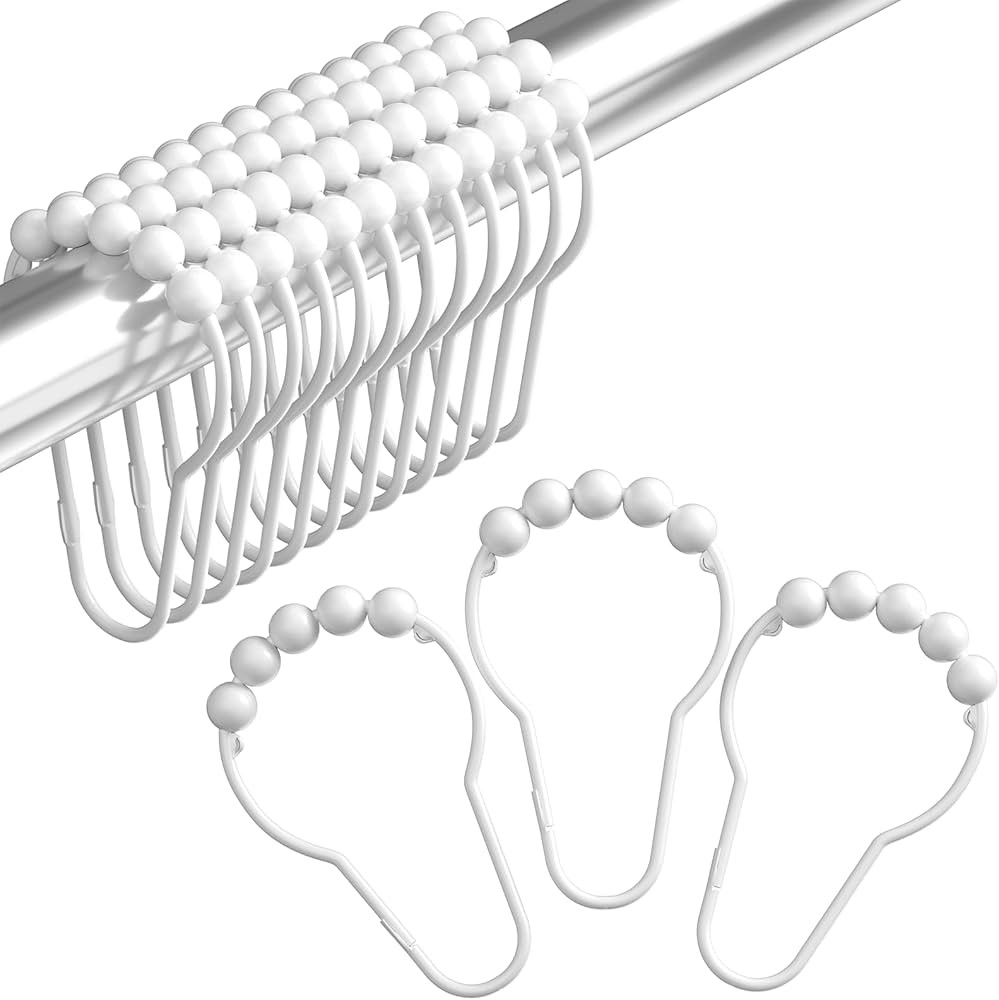 Amazer Shower Curtain Hooks, Decorative Shower Curtain Hooks Rust-Resistant Stainless Steel Showe... | Amazon (US)