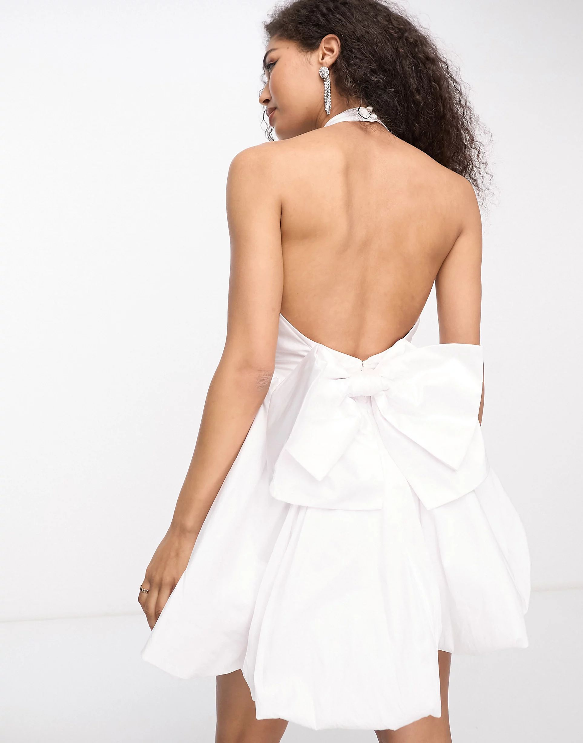 Forever New Bridal exclusive high neck bow back mini dress in ivory | ASOS | ASOS (Global)