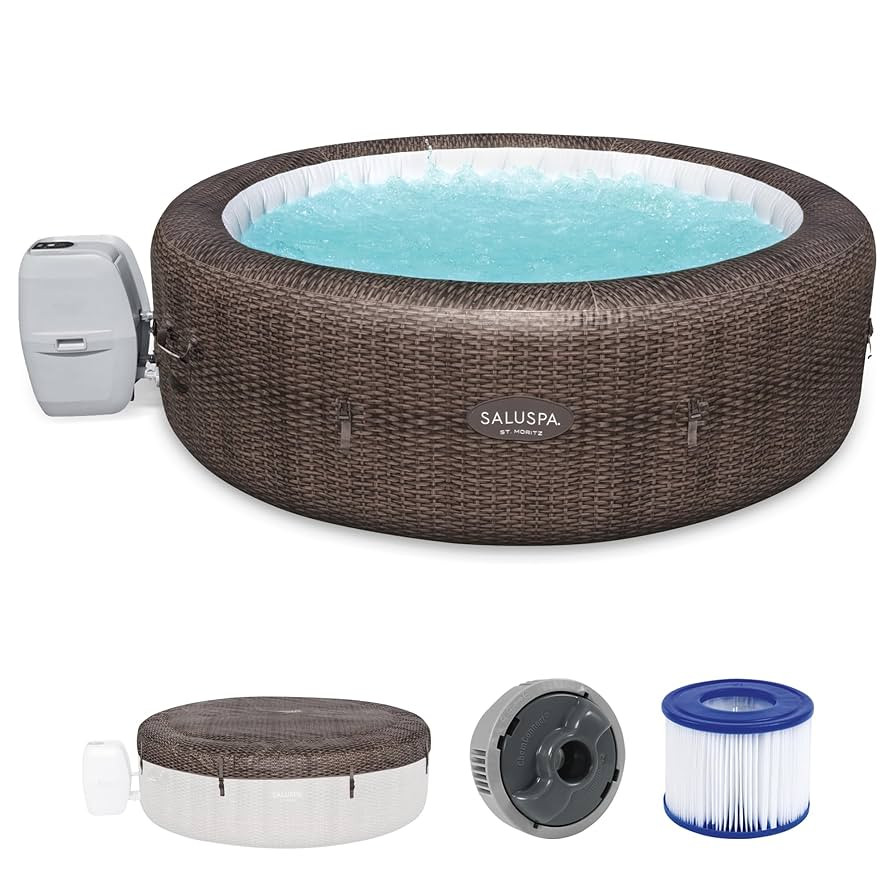 Bestway SaluSpa St Moritz Large Round AirJet 7 Person Inflatable Hot Tub Portable Outdoor Spa wit... | Amazon (US)
