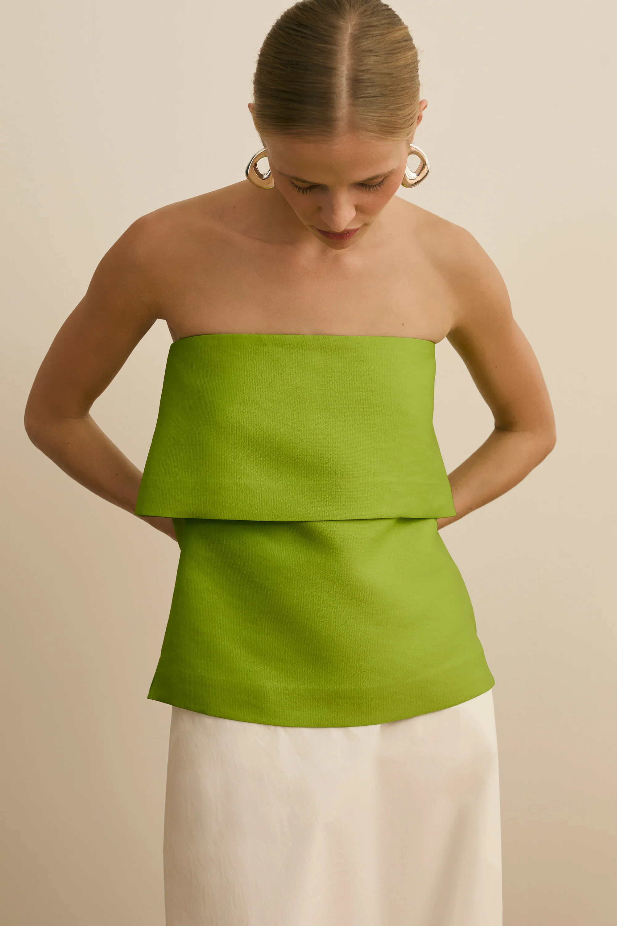 ALIGNE Bandeau Satin Top - Green | Felix | ALIGNE UK & EU